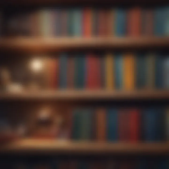 A bookshelf filled with influential titles on happiness and success