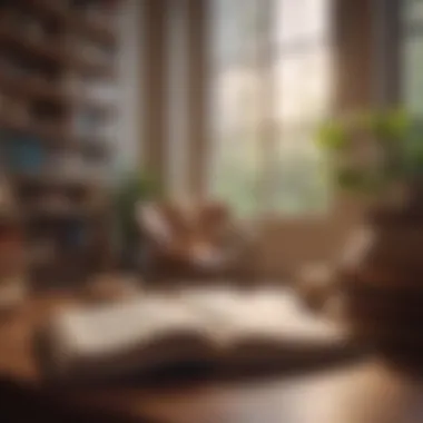 The Comfort of Reading Spaces A serene reading nook with a stack of inspiring books and warm light.