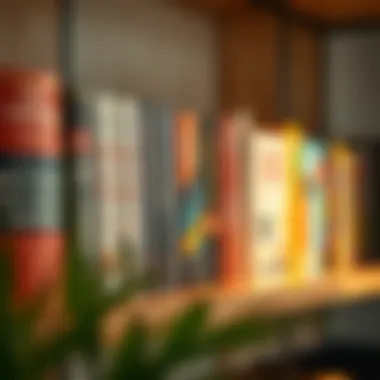 A diverse collection of self-help books displayed on a wooden shelf