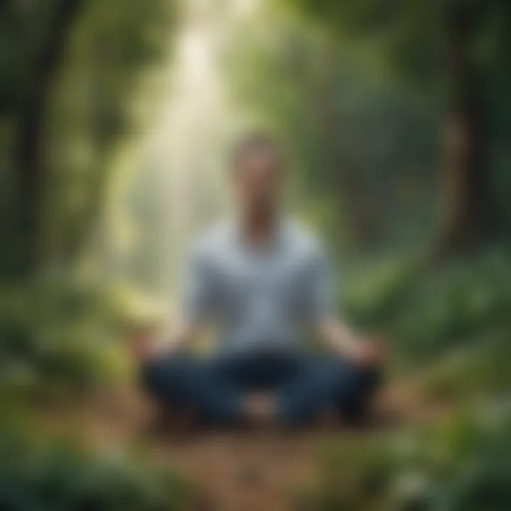 A person meditating in nature indicating personal growth