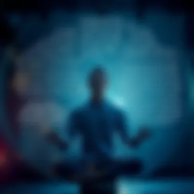 Mindfulness and Inspirational Words A person meditating with inspiring quotes around