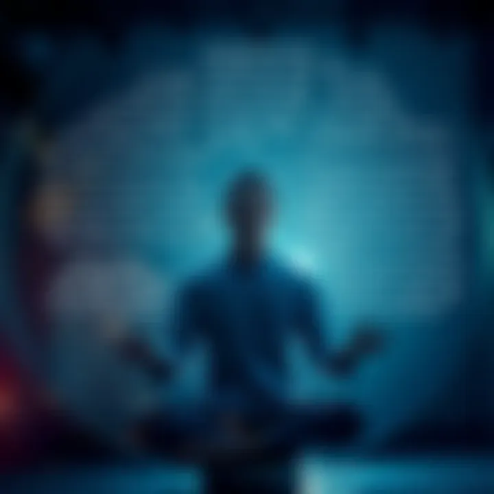 Mindfulness and Inspirational Words A person meditating with inspiring quotes around