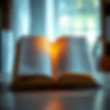 An open book with light emanating from its pages