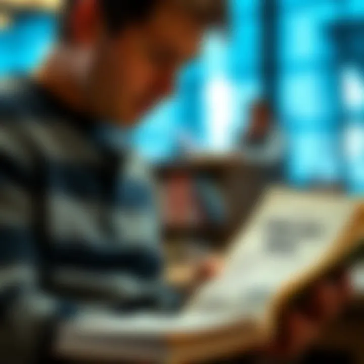 A focused reader engaging with a significant text on stock options