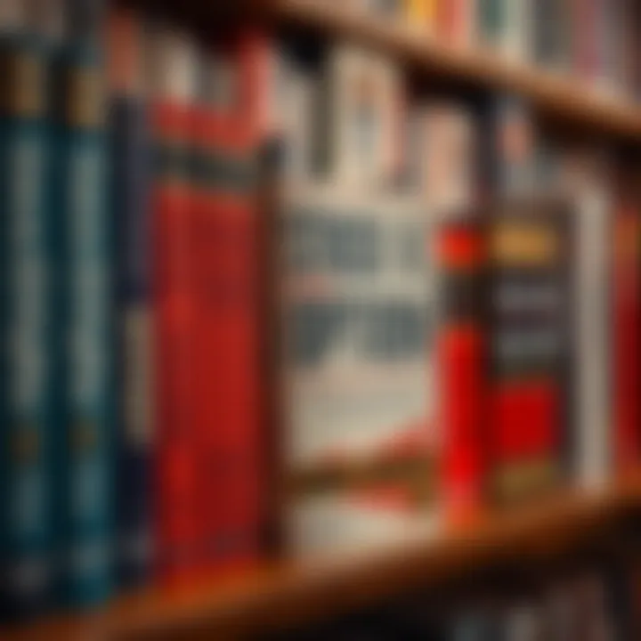 A collection of renowned stock option books displayed on a bookshelf