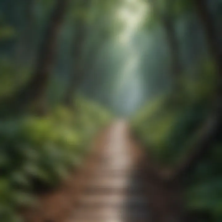 A pathway leading into a vibrant forest indicating a journey of resilience