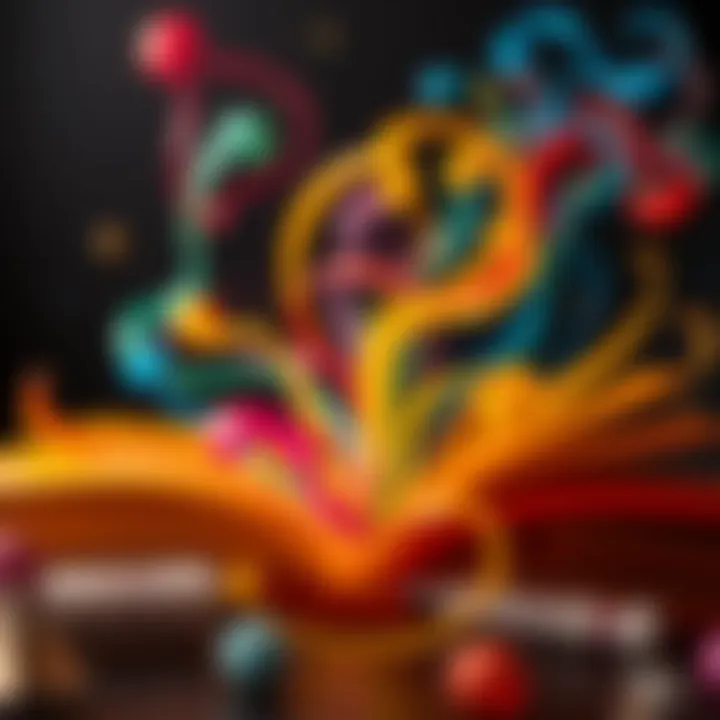 Creative Inspiration An abstract representation of creativity with vibrant colors and swirling forms.