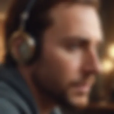 An ear listening intently to sound