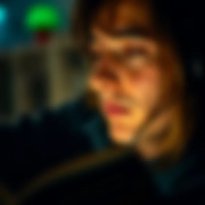 Engaged in the Narrative A close-up of a person enjoying an audiobook with a thoughtful expression