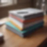 A collection of self-help workbooks on a wooden table.