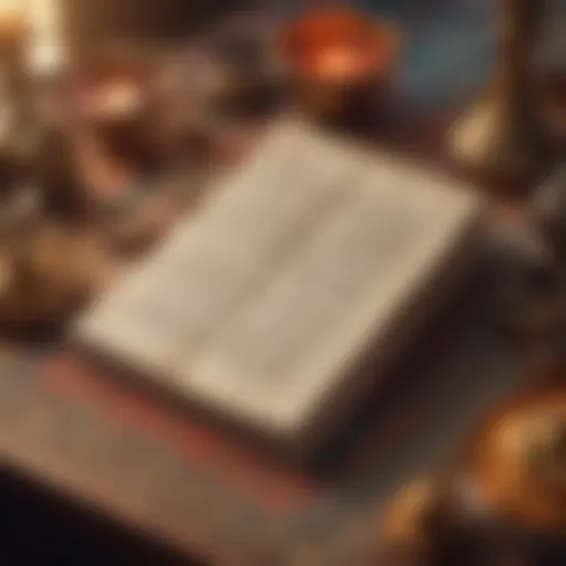 The sacred text of the Bhagavad Gita open on a table