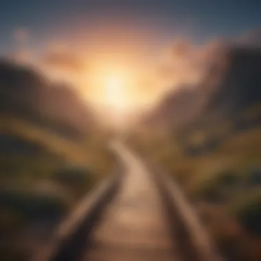 Journey Forward: The Path of Self-Discovery A pathway leading towards a bright horizon, symbolizing personal growth