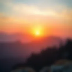 A serene landscape with mountains and a sunrise, symbolizing new beginnings