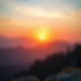 New Beginnings A serene landscape with mountains and a sunrise, symbolizing new beginnings