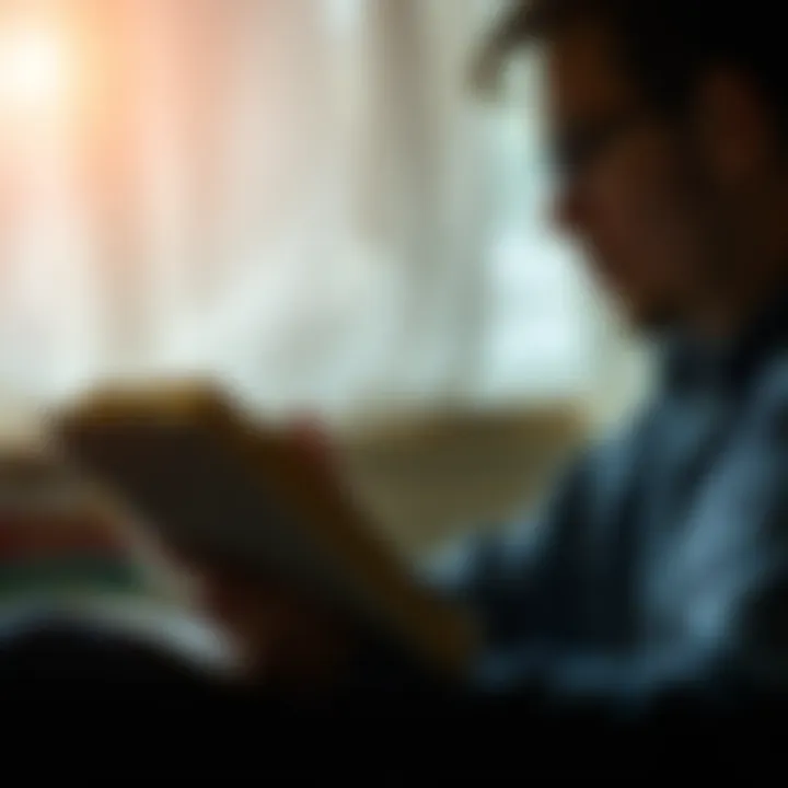 An individual pondering over a highlighted psychology text