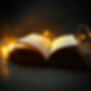 An open book with light emanating from its pages, representing knowledge