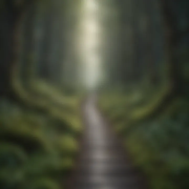 A pathway through a dense forest representing a journey of self-discovery