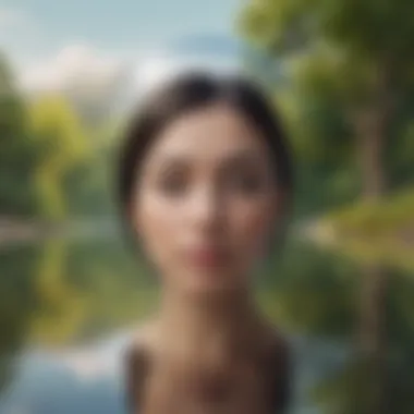 Reflection in Diversity A person reflecting amidst a diverse landscape, representing self-perception