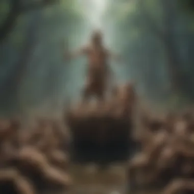 Mythology in Modern Artistic Expression A depiction of a mythological scene in contemporary art