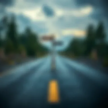 A fork in the road with signs pointing in different directions, representing decision-making