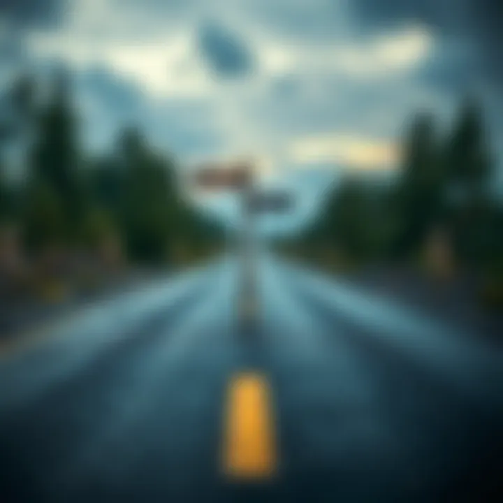 A fork in the road with signs pointing in different directions, representing decision-making