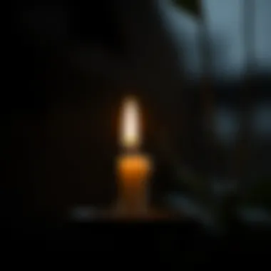 Illuminating Memory A candle flickering in a dark space, symbolizing memory