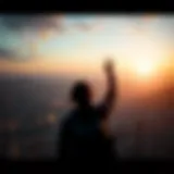 Symbol of Aspiration A figure reaching towards the horizon symbolizing aspiration