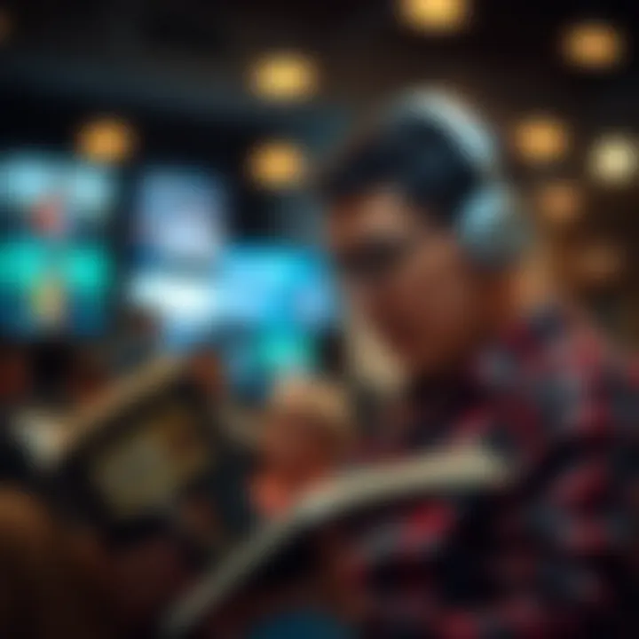 A focused listener immersed in an audiobook experience