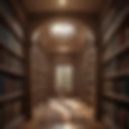 A serene library setting with shelves of self-help books