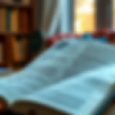 An open finance book with highlighted sections