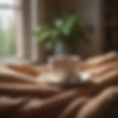 Moments of Comfort A cozy setting with a steaming cup of tea and a warm blanket