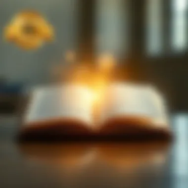 An open book with a soft glow, representing enlightenment and understanding