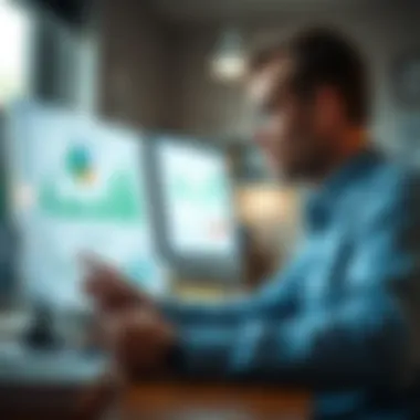 Understanding Financial Trends A person analyzing financial charts and graphs in a study environment