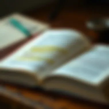 Investment Strategy Insights An open book with highlighted passages on investment strategies and insights