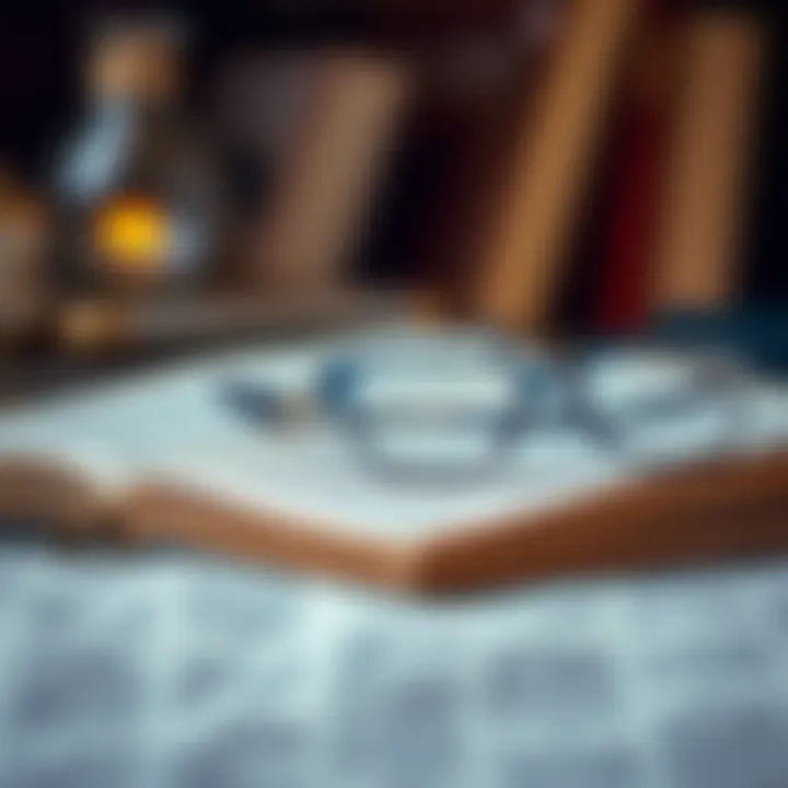 Reflective Reading for Intellectual Growth A pair of glasses resting on an intriguing book, symbolizing deep thought