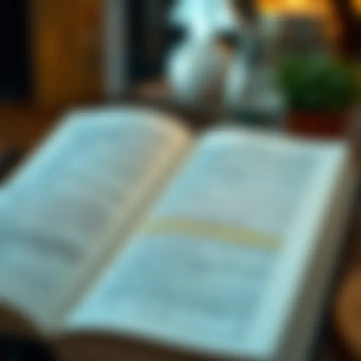 Key Insights from Investment Texts An open book with highlighted passages and notes