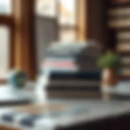 A stack of influential investment books on a polished desk