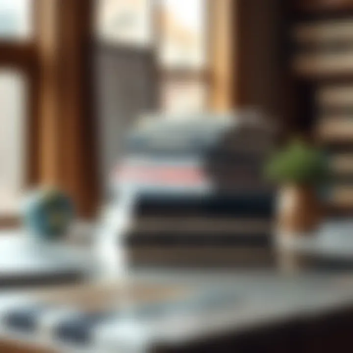 Curated Selection of Investment Literature A stack of influential investment books on a polished desk