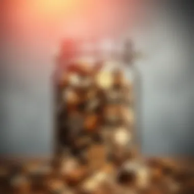 A conceptual image of a savings jar filled with coins