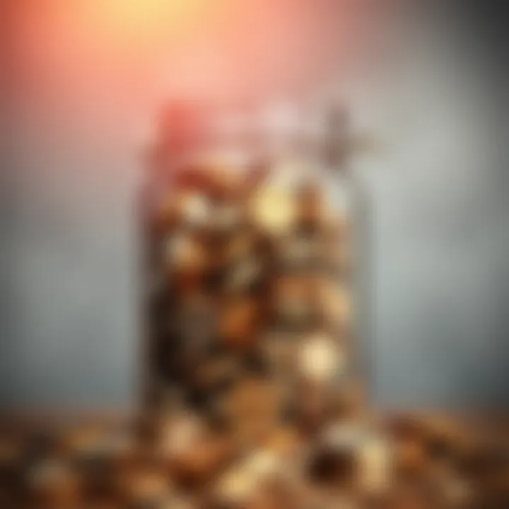 A conceptual image of a savings jar filled with coins