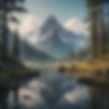 The Journey to Aspiration A serene landscape with mountains reflecting confidence and aspiration