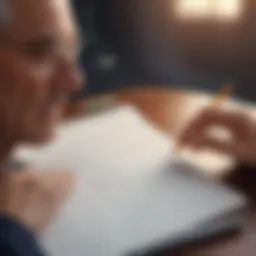 A person contemplating their goals with a notepad