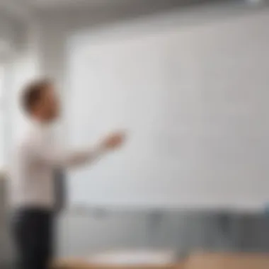 An individual presenting strategies on a whiteboard in an engaging manner