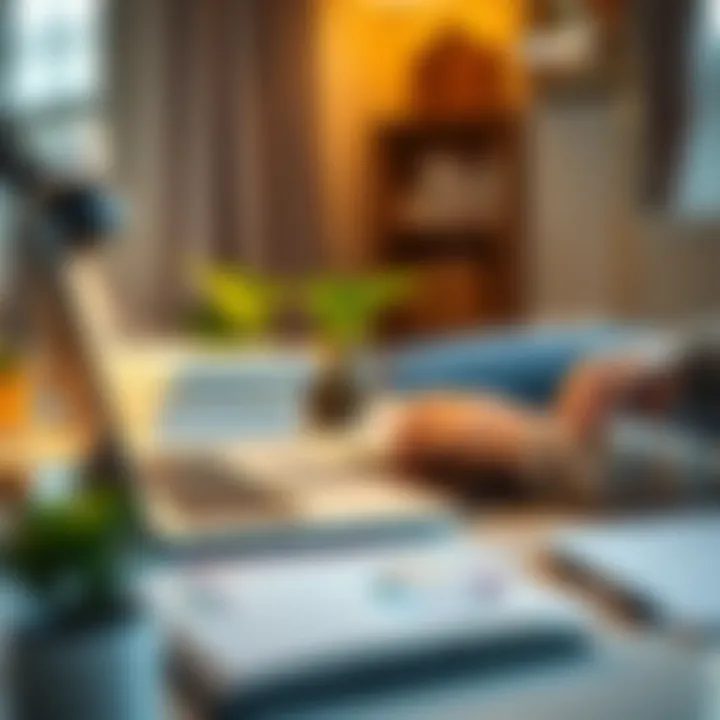 An elegant workspace with a laptop and budgeting tools