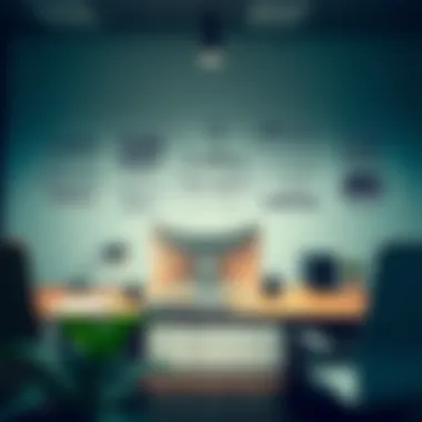 A modern office desk adorned with quotes that encourage teamwork