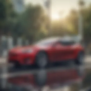 Advancing Sustainable Transportation Tesla electric vehicle at a charging station