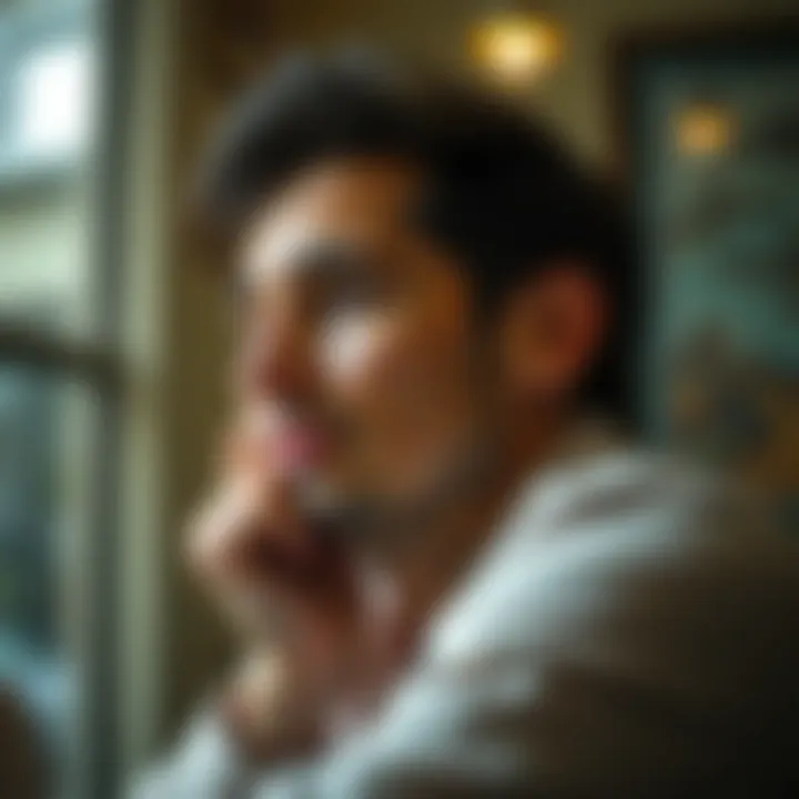 Insightful Reflection A person reflecting with a thoughtful expression, highlighting personal insight.