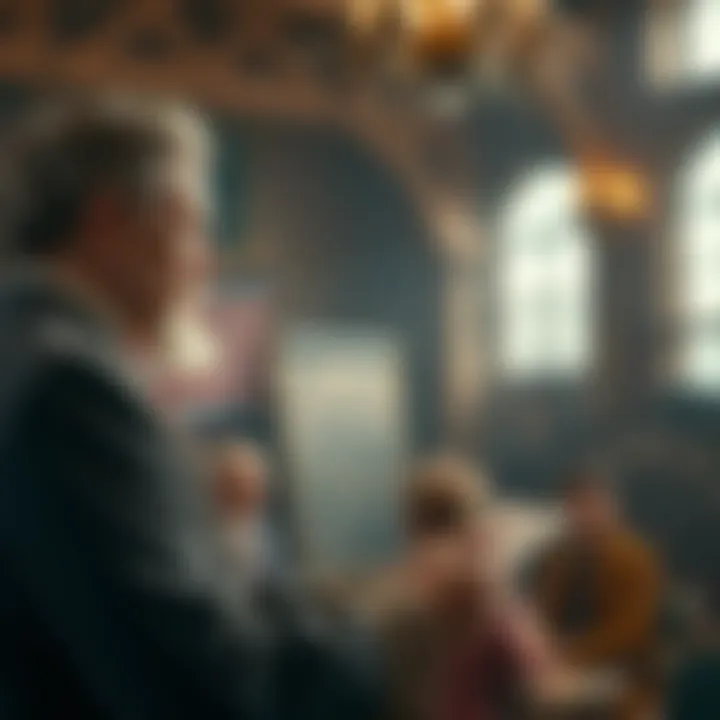 An inspiring figure in sales history making a presentation