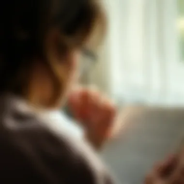 A close-up of a thoughtful reader immersed in a sensitive narrative.