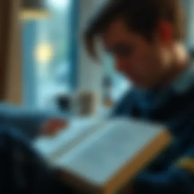 Contemplation and Growth A person reflecting on a quote in a journal